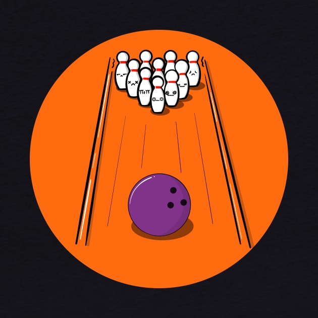 Bowling Pins Scared Of Bowling Ball by superdupertees